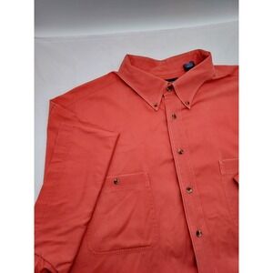 Roundtree & Yorke Mens 4XLT Peached Twill Short Sleeve Button Down Shirt Coral